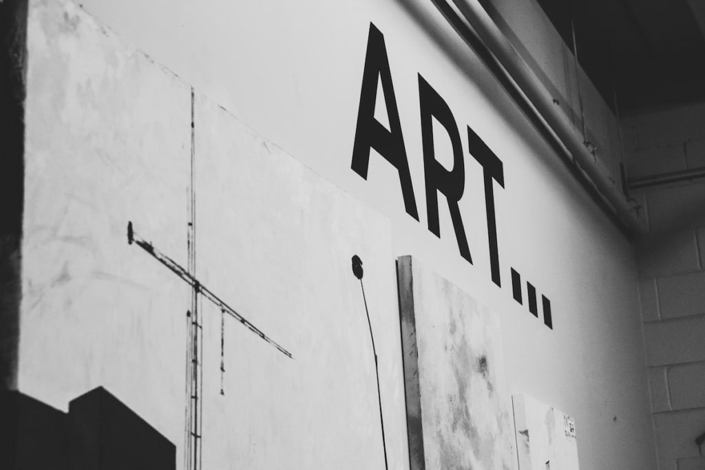 Sophisticated black and white art mural