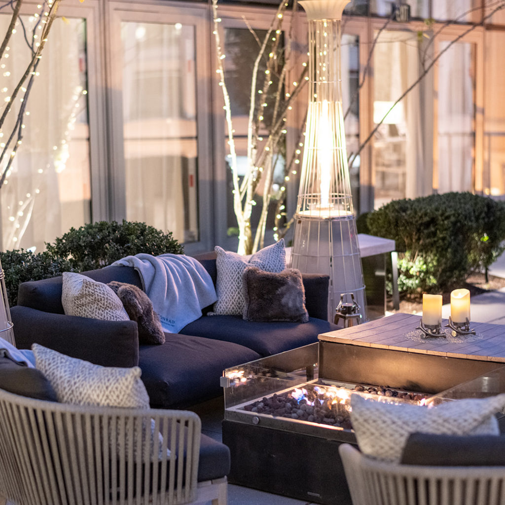 Outdoor dining terrace at the Conrad Washington, DC